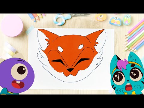 Desenhando uma raposa para crianças | Aprenda como desenhar e colorir uma raposa para pré-escolares