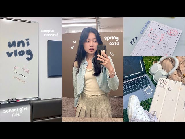 uni vlog ‧₊˚💐 productive mornings, spring vibes, food trucks u0026 campus events, game night, lectures🌤️ class=
