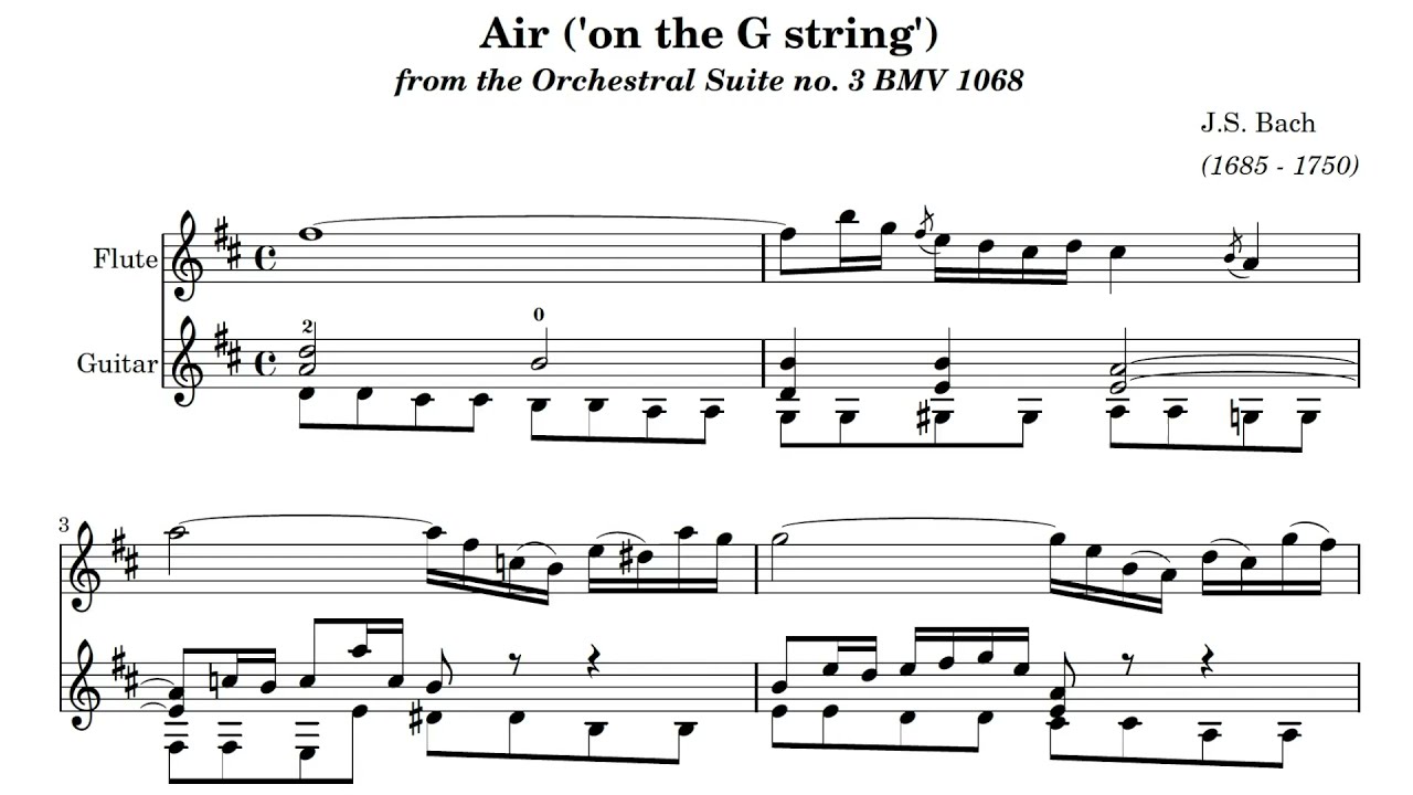 Air on the G String, BWV 1068 (J.S. Bach) - Duet for Flute & Guitar