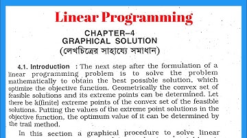 Graphical Solution, Linear Programming problem. Chapter 4