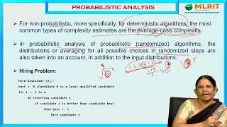 LEC08 | Design and Analysis of Algorithm | Probabilistic Analysis by Dr. K. Pushpa Rani