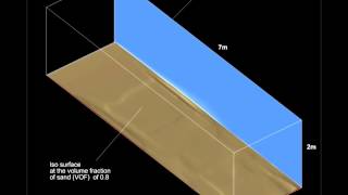 CFD simulation (3D) of wind blown sand in a wind tunnel