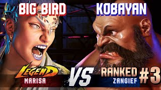 SF6 ▰ BIG BIRD (Marisa) vs KOBAYAN (#3 Ranked Zangief) ▰ High Level Gameplay