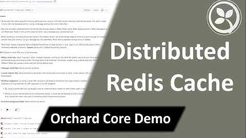 Distributed Redis Cache - Orchard Core Demo