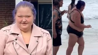 New Update Amy Slaton Showcases A Vibrant Hot Pink Swimsuit While Enjoying Her Time At The Beach.