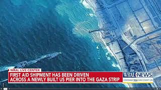 1st aid shipment has been driven into Gaza from US Pier