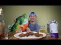 Pan Fried BLUEGILLS For DINNER (CATCH and COOK) Ft. My Lovely Assistant #mukbang