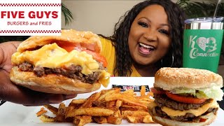 FIVE GUYS MUKBANG , CHEESEBURGER , EATING SHOW