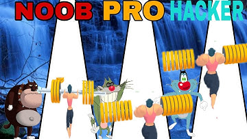 NOOB vs PRO vs HACKER |Oggy, jack, bob, sinchan, Taplu, Motu Patlu |Weight Runner 3D