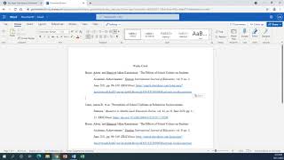 MLA Works Cited (Microsoft Word - Online) screenshot 2