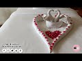 romantic kissing towel swans making ❤ heart shape on bedroom | How to fold Hand Towel Ducklings | 🔥