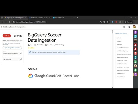 BigQuery Soccer Data Ingestion|| #gsp848 || #2025 Solution