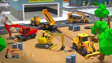 Mini Excavator + Concrete Mixer = Ultimate Road Team! 🚜🧱 | Construction Simulator
