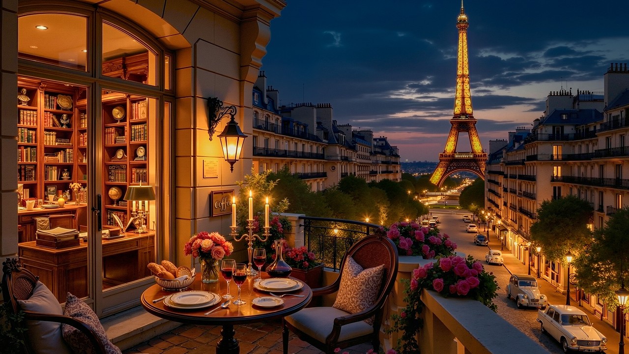 Romantic Paris Night Jazz 🌙 Cozy Café Ambience with Relaxing Smooth Jazz Music