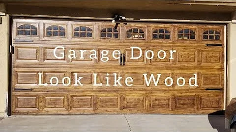 faux wood Garage door  tutorial/Garage door painting / woodlike garage gel staining garage دهن الباب