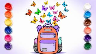 Magical Butterfly Backpack Coloring |Cute Butterfly Backpack Coloring | Satisfying Rainbow Art ASMR screenshot 5