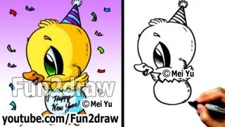 お絵かきレッスン - アヒルの描き方（新年あけましておめでとう） - 楽しく描けるもの：Fun2drawオンラインアートクラス screenshot 4