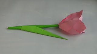 Оригами тюльпан Как сделать оригами цветок тюльпана из бумаги