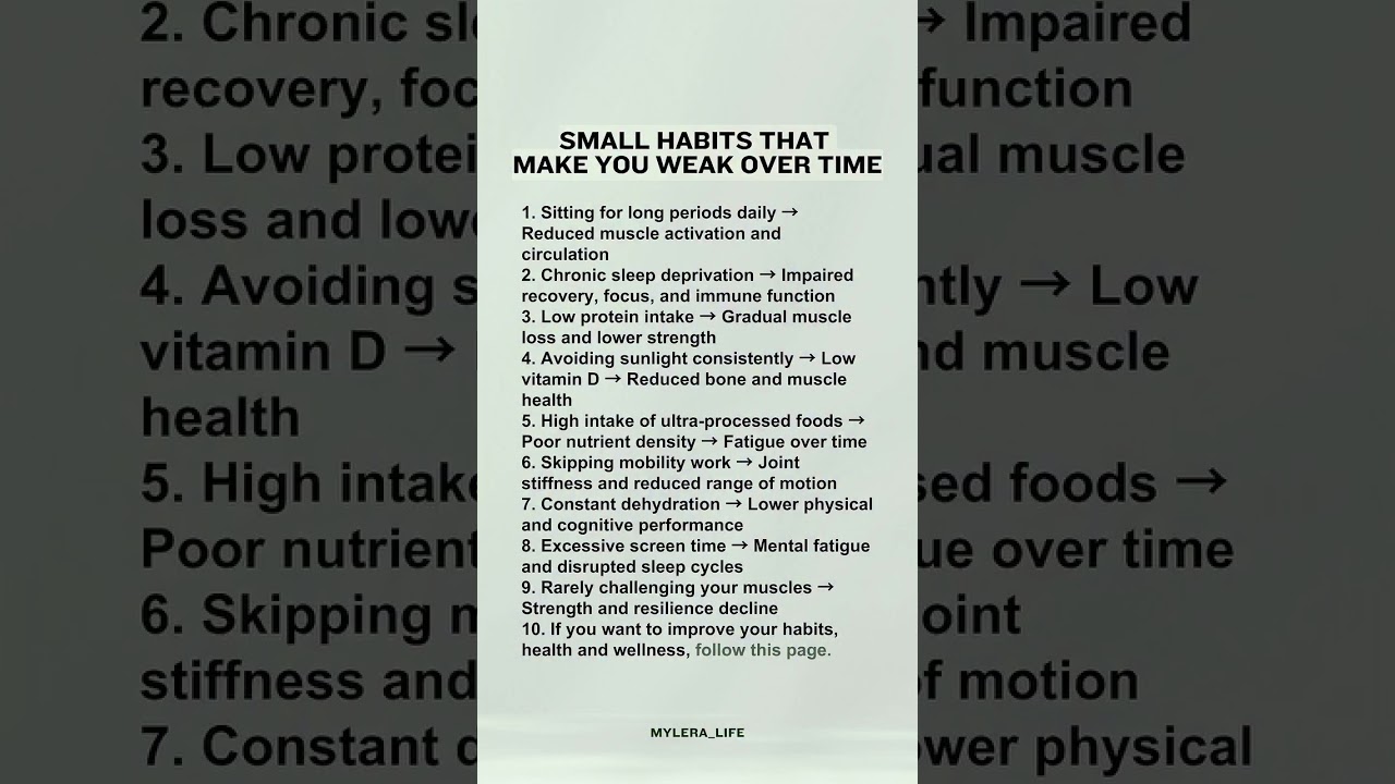 Small Habits That Make You Weak Over Time 👇