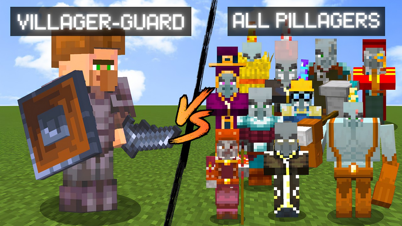 Village Guardian vs All Pillagers in Minecraft