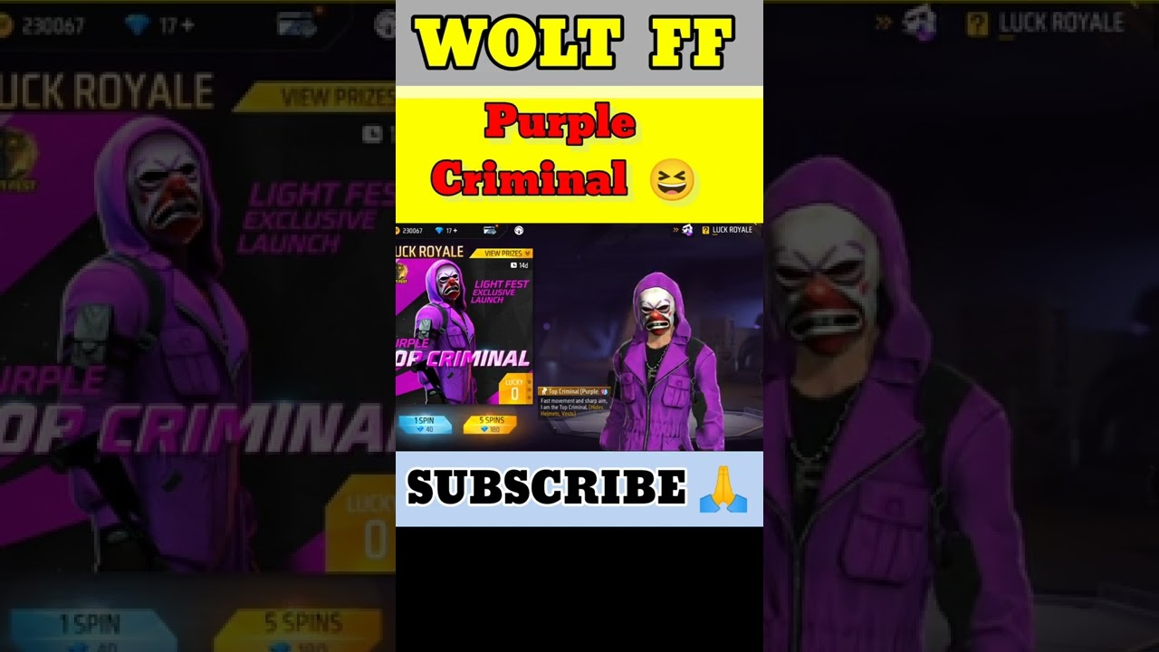Top Purple Criminal Return 😡 ! Royal Free Fire ! || WOLT FF || 