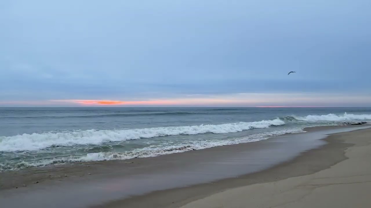 Wiinter beach sunrise, peaceful waves sounds for meditation, Cape Cod 