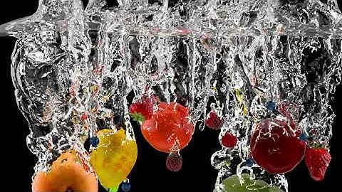 3DLEGENDS® - Fruits dropping in water simulation - for fun - CGI / 3D animation