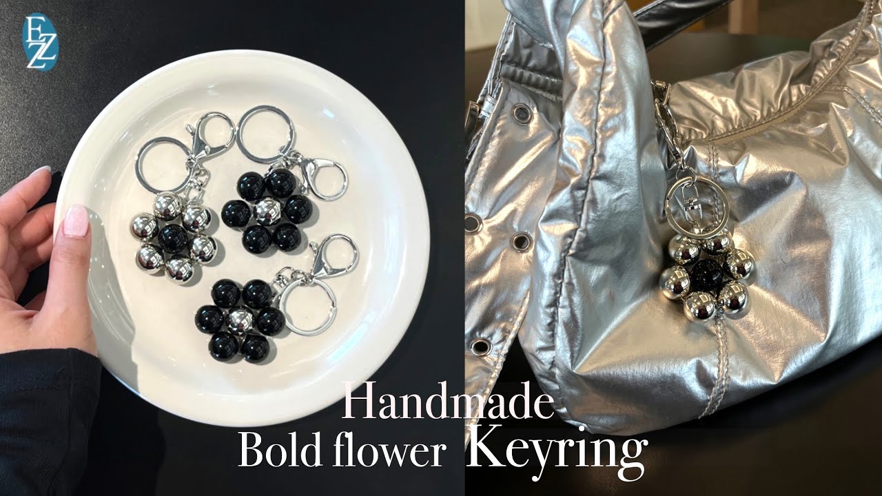 [Keyring DIY] 비즈로 꽃모양 키링 만들기♡ 가방 꾸미기ㅣ플라워 비즈 키링 만들기ㅣBeads flower Keyring ...