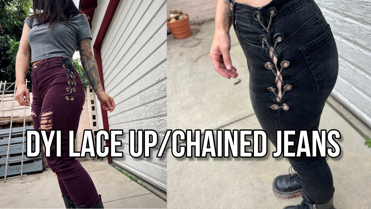DYI Lace Up/Chained Jeans