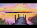 Sunset Dock Seascape Acrylic Painting LIVE Tutorial