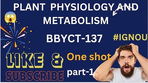PLANT PHYSIOLOGY AND METABOLISM  || BBYCT-137 #ONE SHOT #2024 #PART 1 #IGNOU