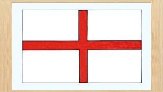 How to Draw England Flag Step by Step Easy! 🏴󠁧󠁢󠁥󠁮󠁧󠁿 England Flag Drawing