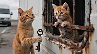 Brave Mother Cat Rescues Abandoned Orange Kitten Trapped Inside Locked Van in Village