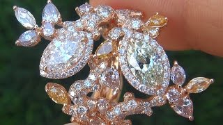 GIA Certified VS1 Natural Fancy Pink Green Yellow Diamond Engagement 18k Rose Gold Ring - C432