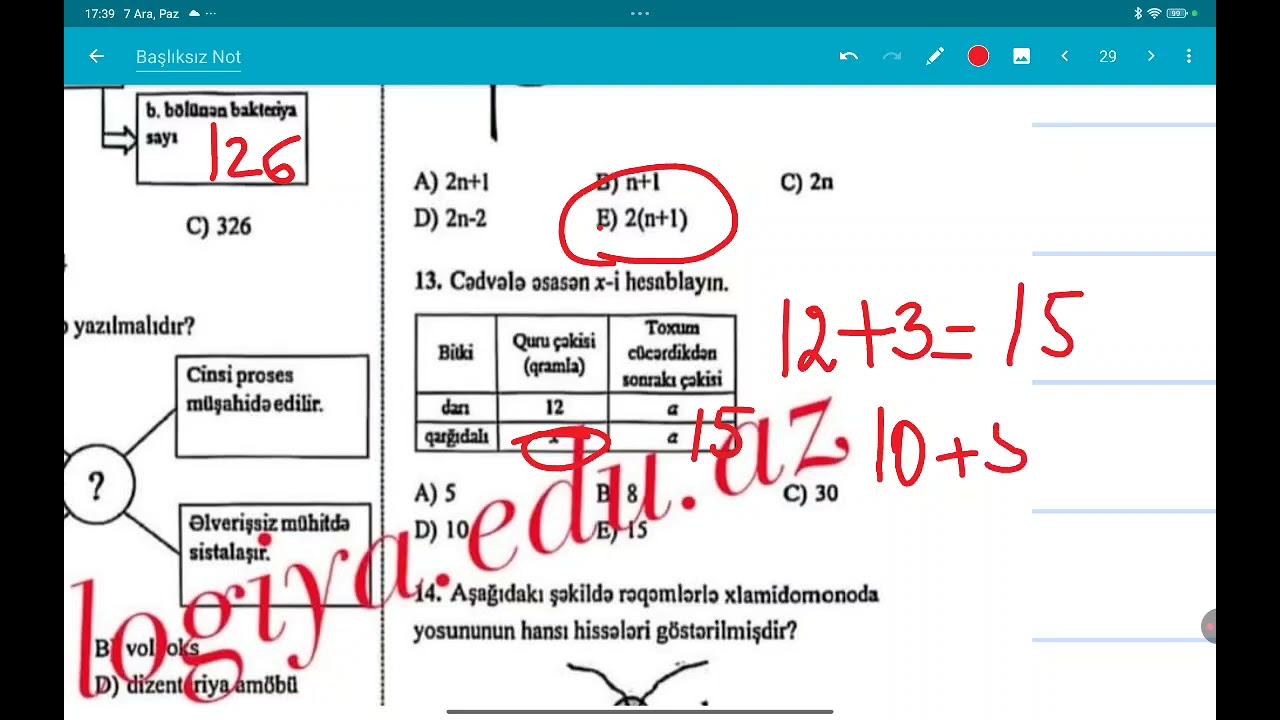 7 dekabr Otk sınağı 9-10 siniflər  Biologiya 