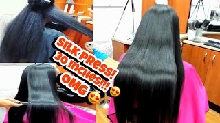 Silk Press on 30 inches, Her hair is so long!