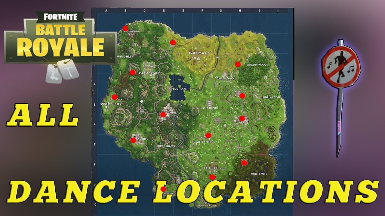 all dance in different forbidden locations - apple tree locations in fortnite