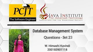 Database Management System - Question Set 23| Java Institute