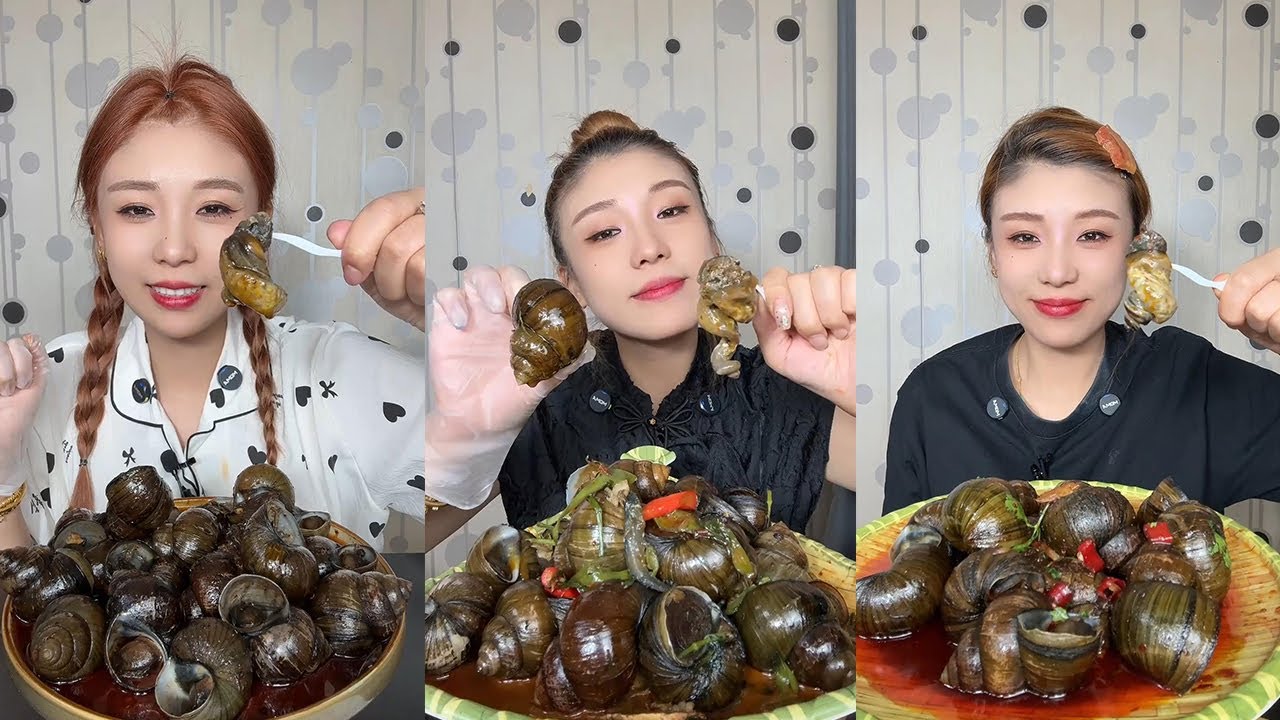 【Mukbang】Spicy stir fried snails🐚🌶#asmr#yummy