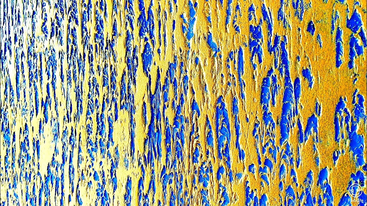 Wall Putty Texture Magical Painting Design Blue And Gold Combination Youtube
