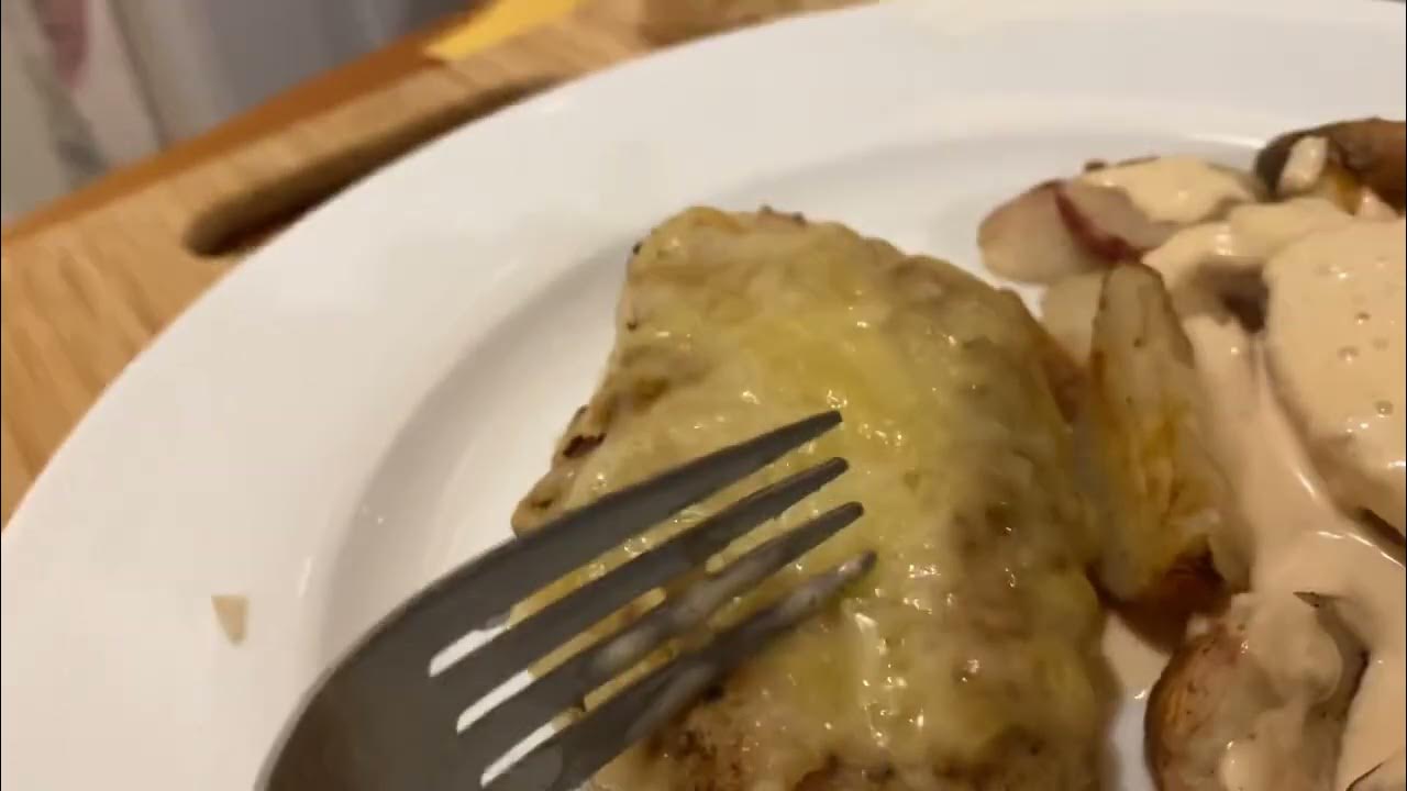 Tovala pastrami spiced chicken & Swiss melt with potatoe wedges and