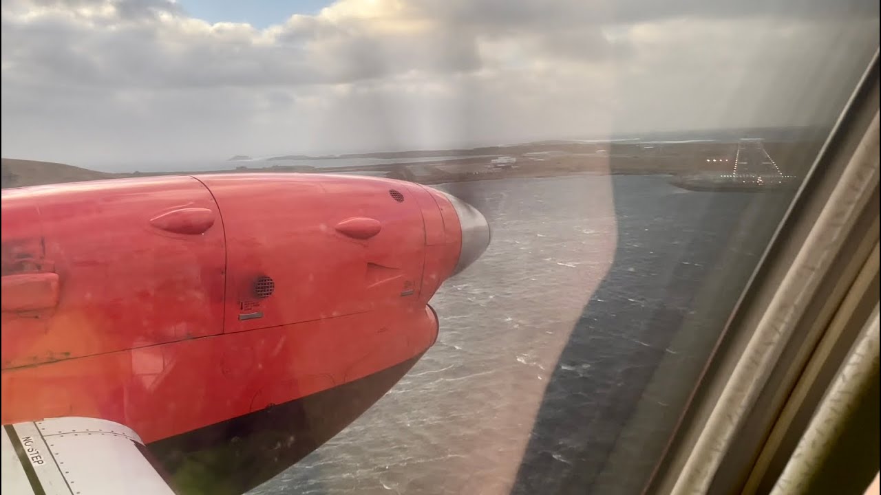 Severe crosswind landing during storm Malik - Loganair Saab 340, Sumburgh, Shetland Islands