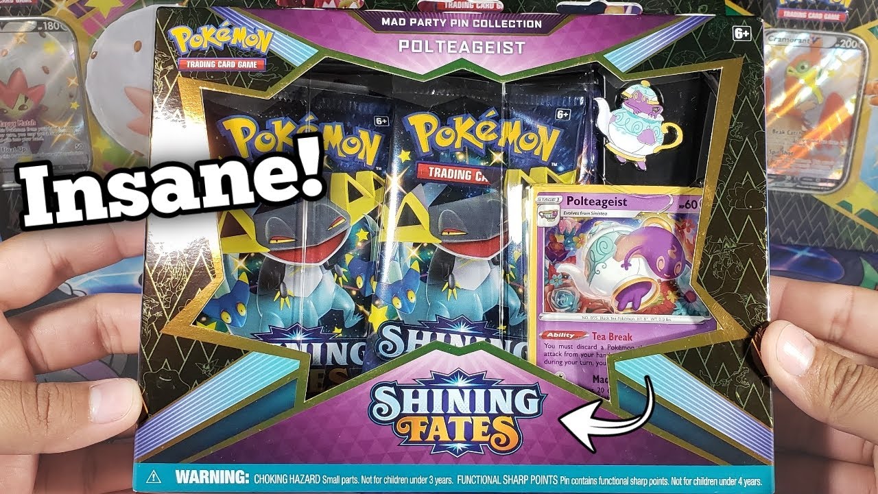 Pokemon TCG Shining Fates Mad Parry Pin Collection Polteageist IN HAND 