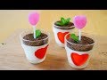 Blooming Heart Flowerpot Cup Dessert ハートの花が咲く植木鉢みたいなカップスイーツ