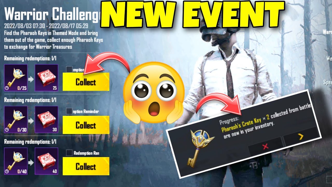 WARRIOR CHALLENGE EVENT| BGMI NEW EVENT TODAY| WARRIOR CHALLENGE EVENT IN BGMI | PHARAOH CRATE KEY