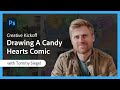 Creative kickoff drawing a candy hearts comic with tommy siegel