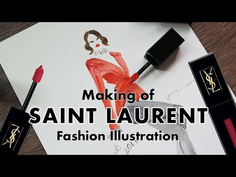 [Making of SAINT LAURENT Fashion Illustration] 입생로랑 베르니아레브르로 생로랑 컬렉션 패션 일러스트 그리기