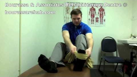 Ankle eversion stretch with towel