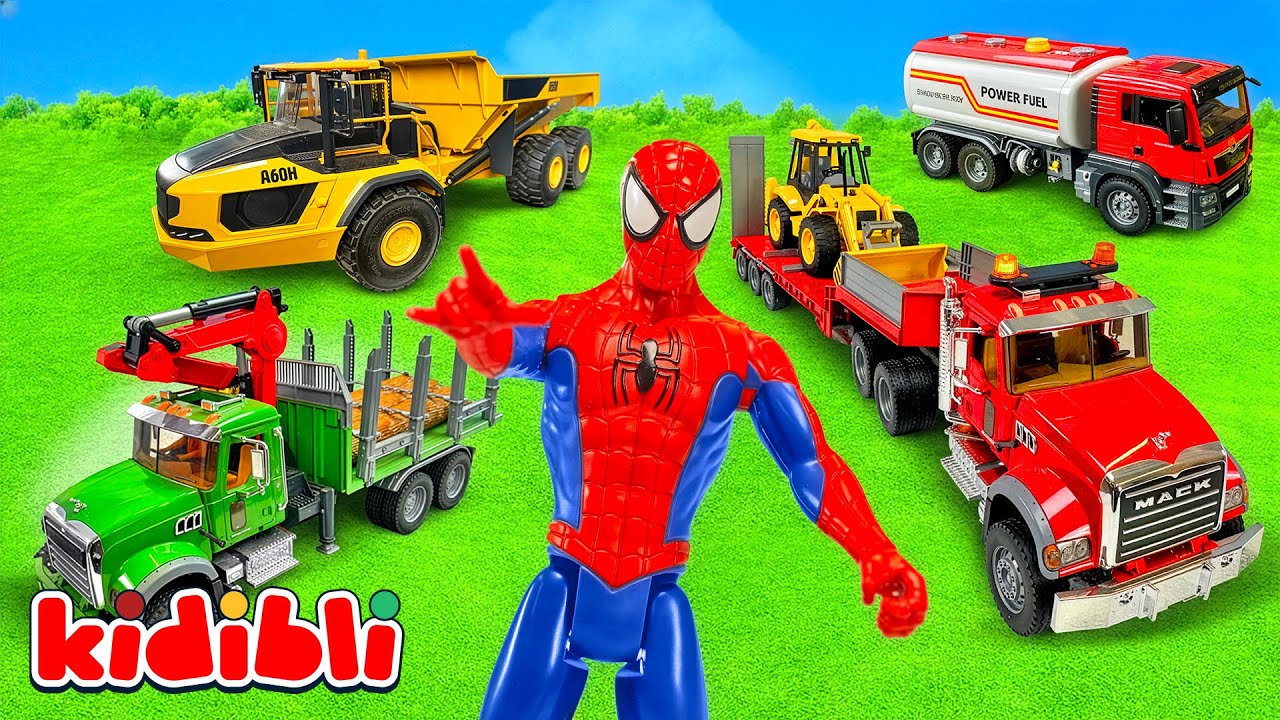 Spiderman rettet Spielzeug-LKW aus einer Lawine 🚛 Spielzeug Rettungsabenteuer für Kinder | Kidibli