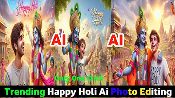 🔥Lord Krishna 🤩 Ke Sath Holi  3d Image kaise🤔 creote kren || Holi images create Bing